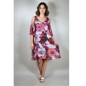 Maggy London Cold Shoulder Trapeze Dress, Multicolored, Womens Size US 8, UK 12